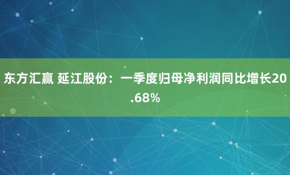 东方汇赢 延江股份：一季度归母净利润同比增长20.68%